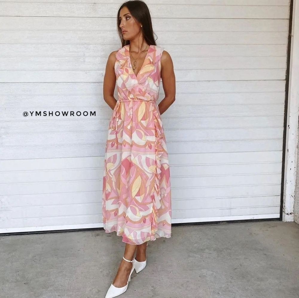 MANGO Ruffled printed dress
